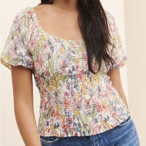 Anthropologie • Aurelia floral smocked tank top